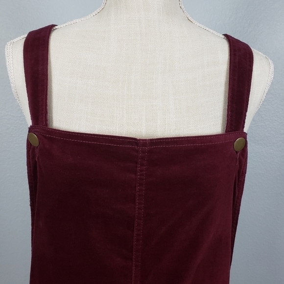 ABOUND Maroon Velveteen Overall Mini Dress Sz L - Picture 3 of 12